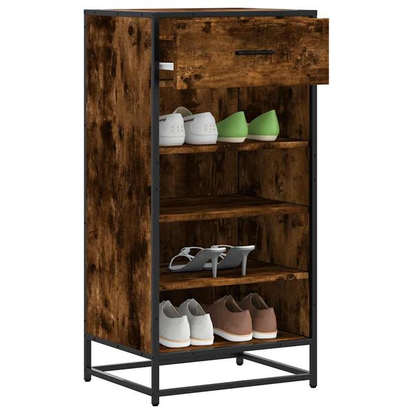vidaXL Shoe Rack Smoked Oak Engineered Wood Medium Shoe Rack