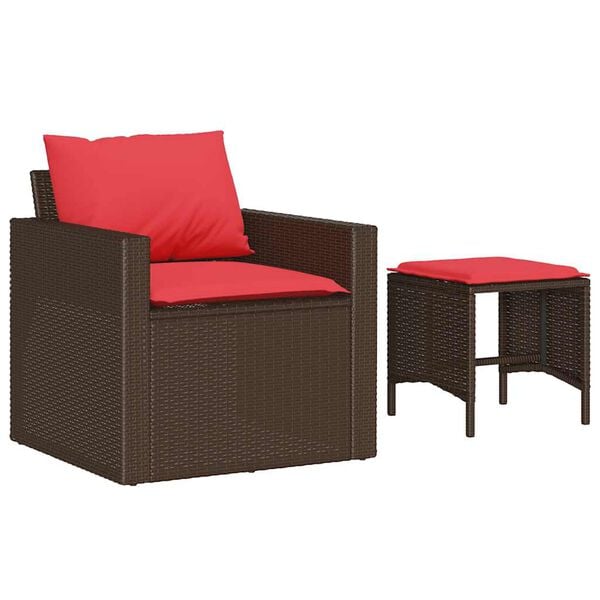 vidaXL Garden Sofa Set Brown PE rattan 4 Piece Modular Garden Sofa Set