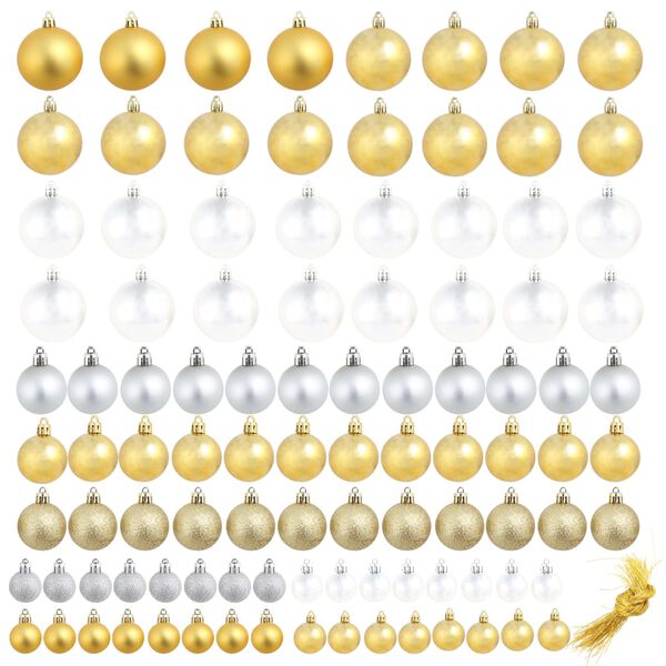 vidaXL Christmas Ball Set of 100 Silver, Gold Plastic