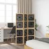 vidaXL Room Divider 3 Panels Brown and Black Solid Wood Paulownia