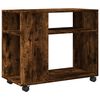 vidaXL Side Table Smoky Oak Engineered Wood 27.6x13.8x23.6 in Rollable