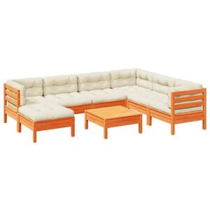 vidaXL Garden Sofa Set Wax brown, Cream