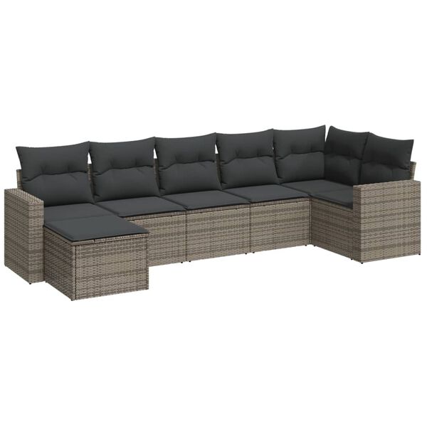 vidaXL Garden Sofa Set Gray PE Rattan Medium to Large Modular