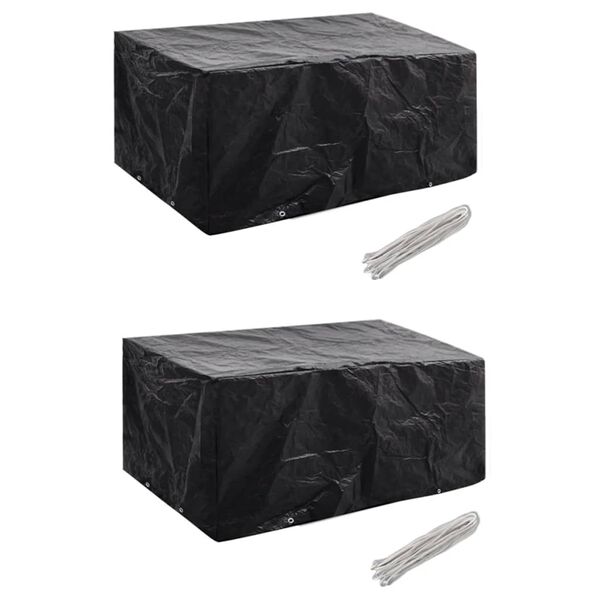vidaXL Garden Furniture Cover Set of 2 Black Polyethylene