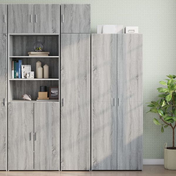 vidaXL Slim Storage Cabinet Grey Sonoma Engineered Wood Extra Tall