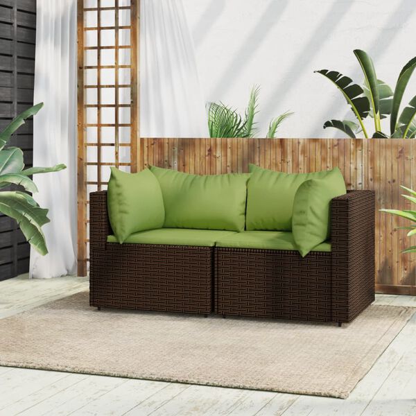 vidaXL Patio Corner Sofa Brown PE rattan Medium Adjustable Feet