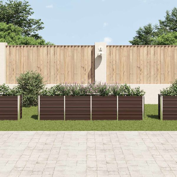 vidaXL Raised Garden Bed Brown Galvanized steel Large Durable