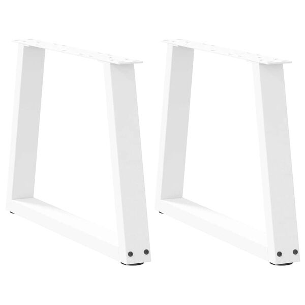 vidaXL Dining Table Leg Set of 2 White Powder-coated Steel Medium