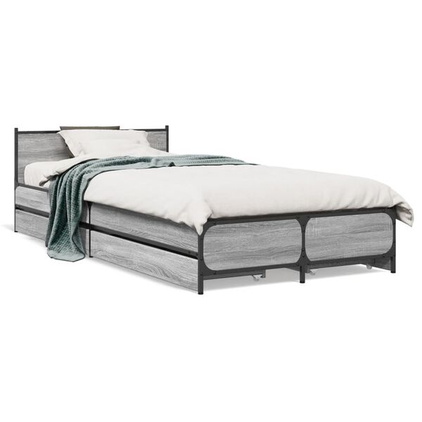 vidaXL Bed Frame Gray Sonoma Engineered wood Single Bed Frame