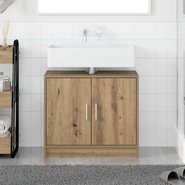 vidaXL Bathroom Cabinet with Door Artisan Oak 24.80 x 11.42 x 21.65 in