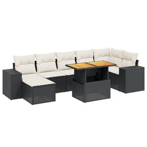 vidaXL Garden Sofa Set Black and Cream white