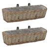 vidaXL Balcony Planter Set of 2 Brown Wicker 23.6 in Hanging mounting