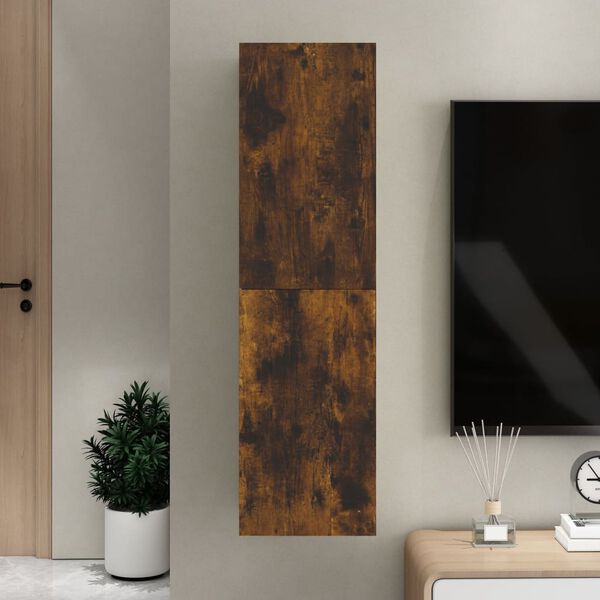 vidaXL Wall-mounted TV Cabinet Smoked Oak Engineered wood Medium Storage