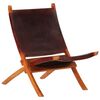 vidaXL Relaxing Chair Dark brown Goat leather, Solid acacia wood Medium