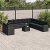 vidaXL Garden Sofa Set Black PE rattan Large Removable Covers