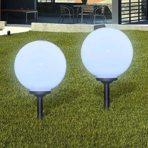 vidaXL Garden Lamp Set of 4 Glossy White Ball, Black Tube Plastic