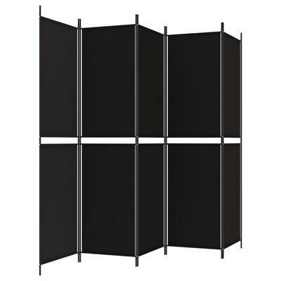 vidaXL 5-Panel Room Divider Black 98.4"x78.7" Fabric