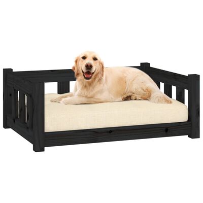 vidaXL Dog Bed Black 29.7"x21.9"x11" Solid Wood Pine