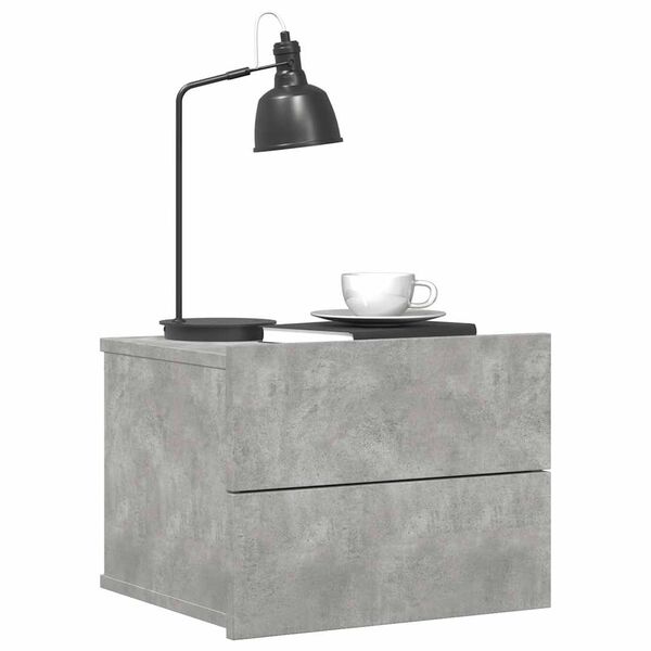 vidaXL Bedside Cabinet Concrete Grey Engineered Wood Small