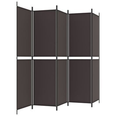Three-panel room divider or privacy screen with dark panels and metal frame