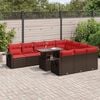vidaXL 11 Piece Patio Sofa Set with Cushions Brown Poly Rattan Acacia