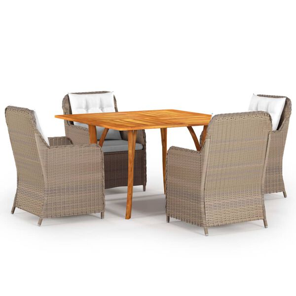 vidaXL Dining Set Brown and Cream White