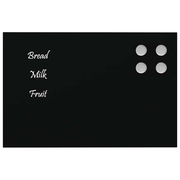 vidaXL Wall-mounted Magnetic Board Black 11.8"x7.9" Tempered Glass