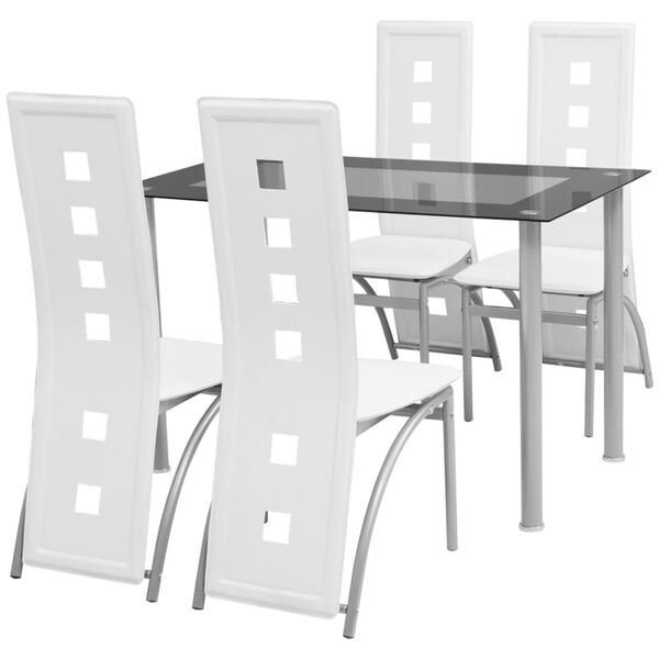 vidaXL Dining Table And Chairs White