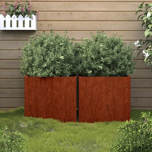 vidaXL Planter Set of 2 Starts as natural metal color, turns rusty