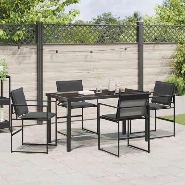 vidaXL Garden Dining Set Folding 5 pcs Black Textilene and steel