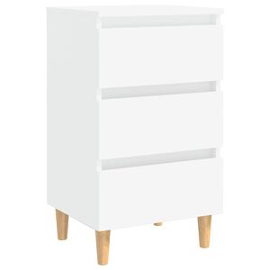 vidaXL Bed Cabinet White Engineered wood, Solid eucalyptus wood