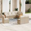 vidaXL Garden Sofa Set Beige Poly Rattan Large Adjustable Feet