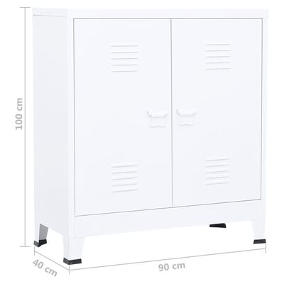 vidaXL Industrial Filing Cabinet White 35.4"x15.7"x39.4" Steel