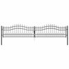 vidaXL Fence Gate with Spear Top Black 159.8"x 29.5" Powder-coated Steel