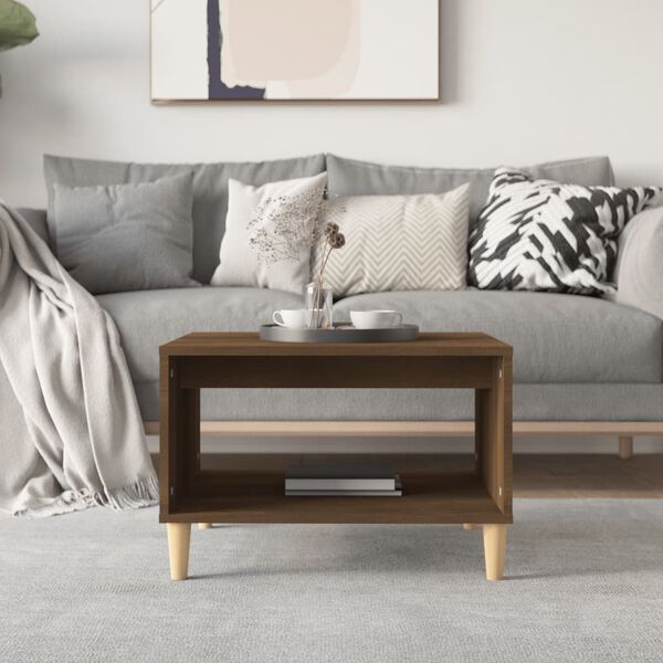 vidaXL Coffee Table Brown Oak Engineered wood, solid eucalyptus wood