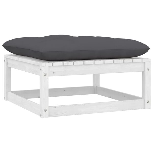 vidaXL Footstool White, Anthracite Solid pine wood, 100% polyester Medium
