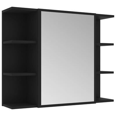 vidaXL Bathroom Mirror Cabinet Black 31.5"x8.1"x25.2" Engineered Wood