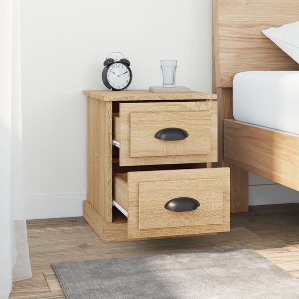 vidaXL Bedside Cabinet Sonoma Oak Engineered Wood Small Bedside Cabinet