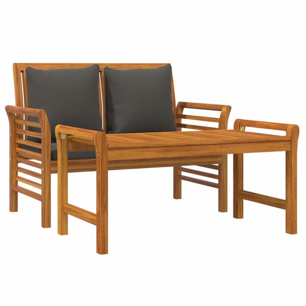vidaXL Garden Lounge Set Dark Grey Solid Acacia Wood, Polyester Foam