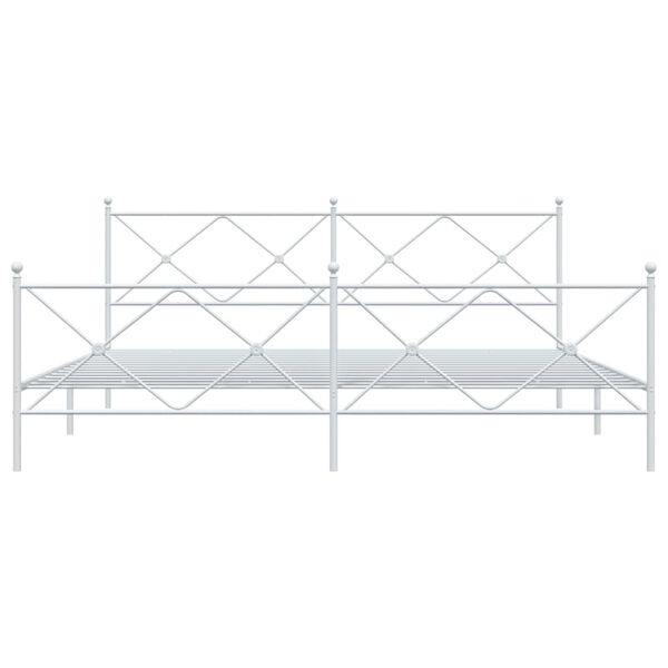 vidaXL Bed Frame White Steel 79 in x 79 in Bed Frame Rectangular