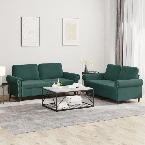 vidaXL Sofa Set Dark Green