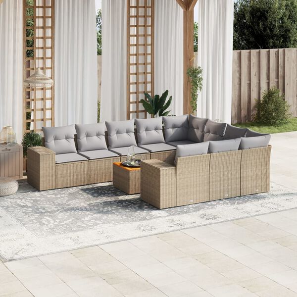vidaXL Garden Sofa Set Beige PE rattan Large Modular Garden Sofa Set