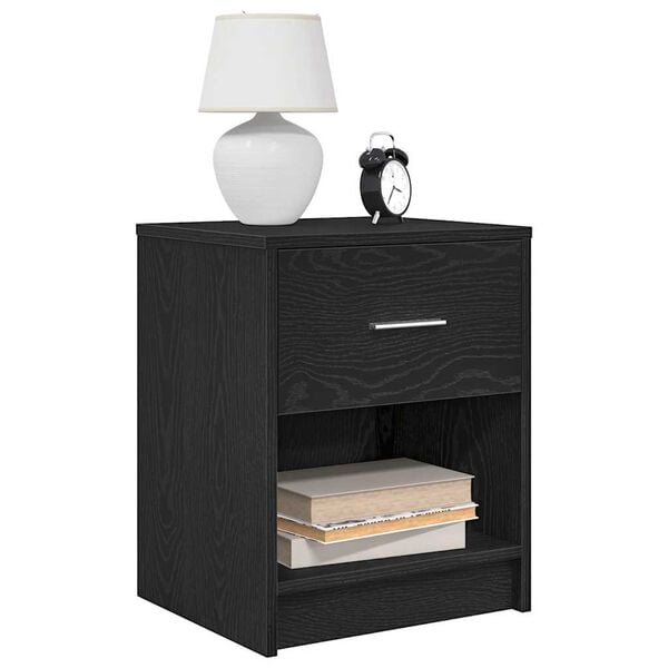 vidaXL Bedside Cabinet Set of 2 Black Engineered wood Standard