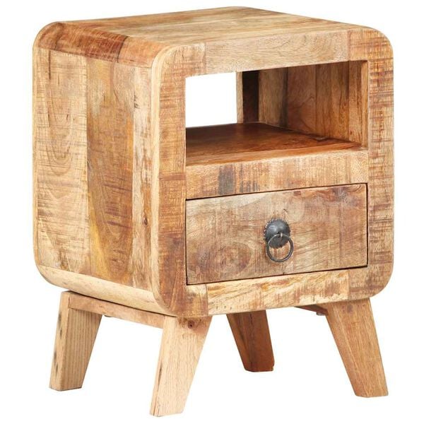 vidaXL Bedside Cabinet Rough Mango Wood 11.8x11.8x16.1 in Bedside Cabinet
