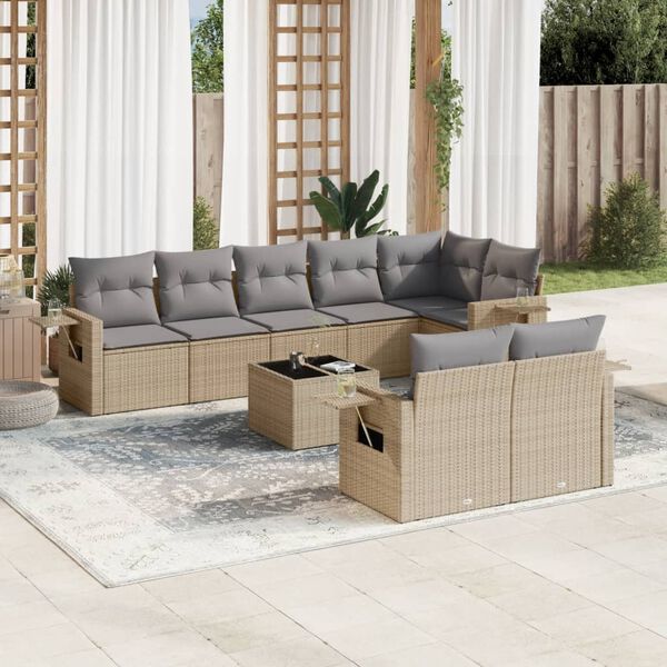vidaXL Garden Sofa Set Beige, Light Grey