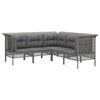 vidaXL 5 Piece Patio Lounge Set with Cushions Grey Poly Rattan