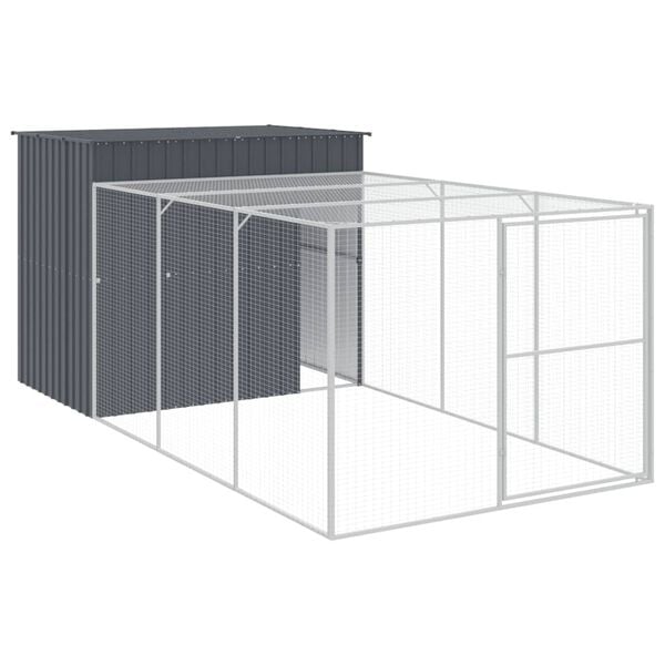 vidaXL Dog House Anthracite Galvanized Steel Large Durable Dog House