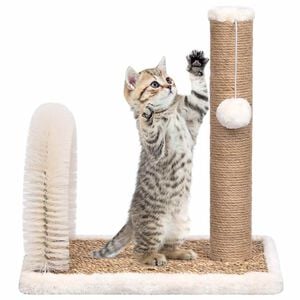 vidaXL Cat Tree Brown and white Flakeboard, flush, seagrass Compact