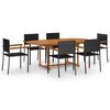 vidaXL Dining Set Black Solid Acacia wood, PE rattan, Powder-Coated Steel