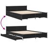 vidaXL Bed Frame Black Engineered wood, Metal Double Bed Frame